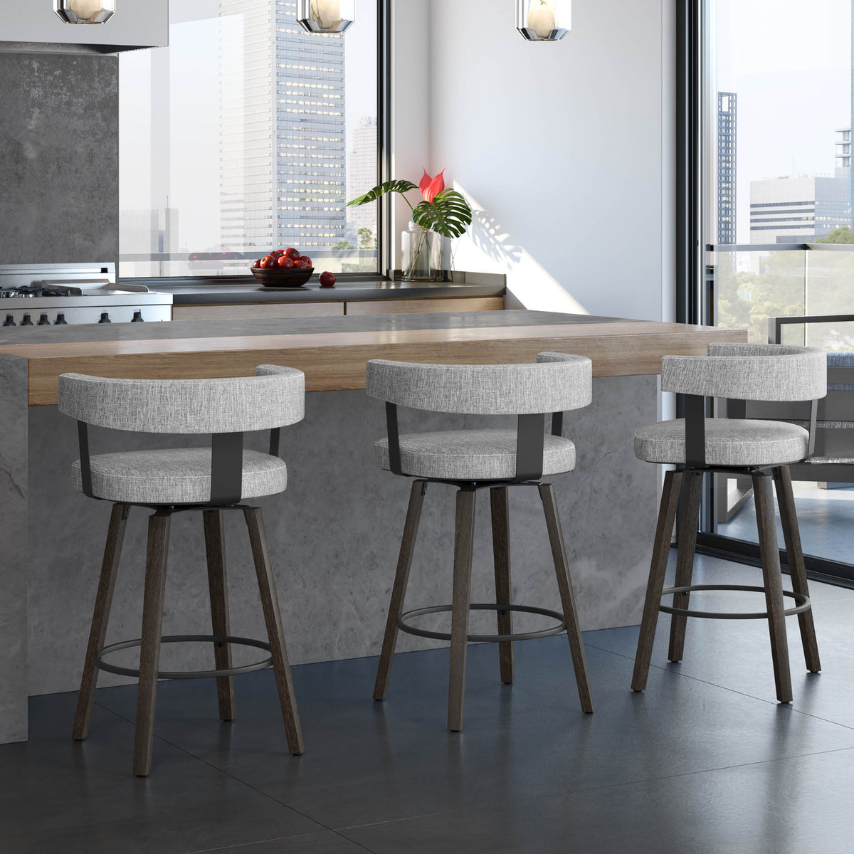 Tabouret pivotant Fletcher en Bois Massif