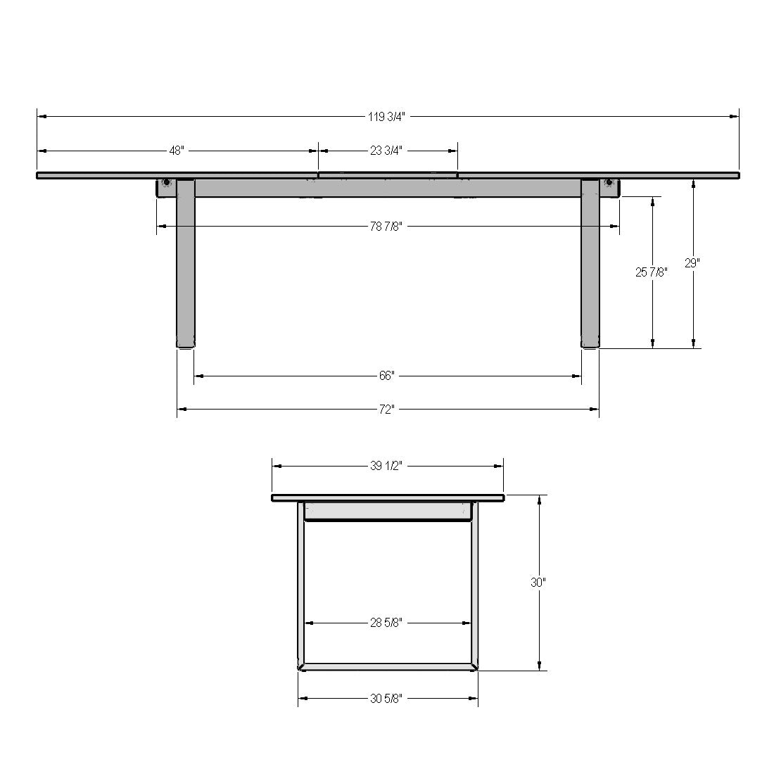 Table extensible pour dessus à rallonge papillon Burton