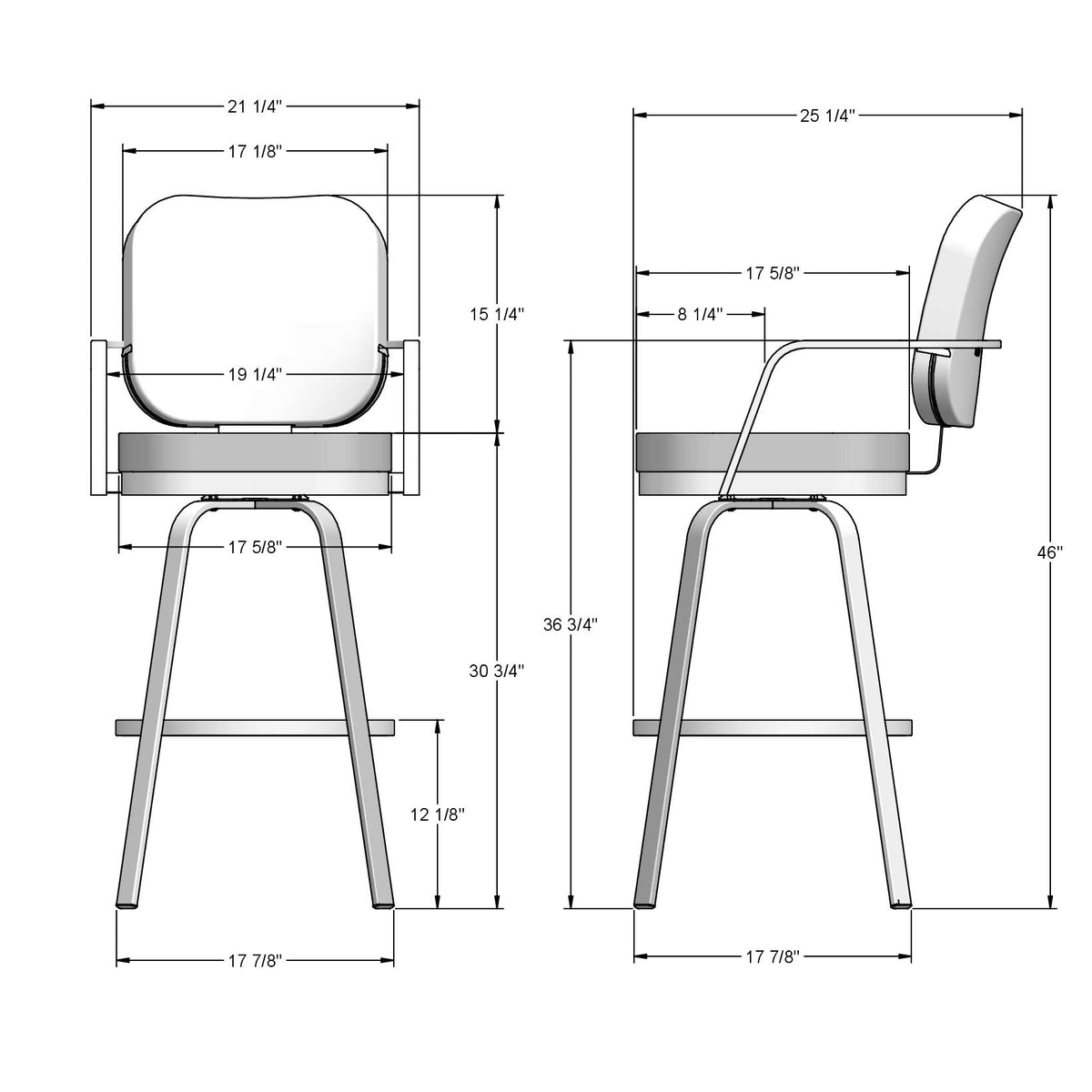 Tabouret pivotant Dorsey en Bois Massif