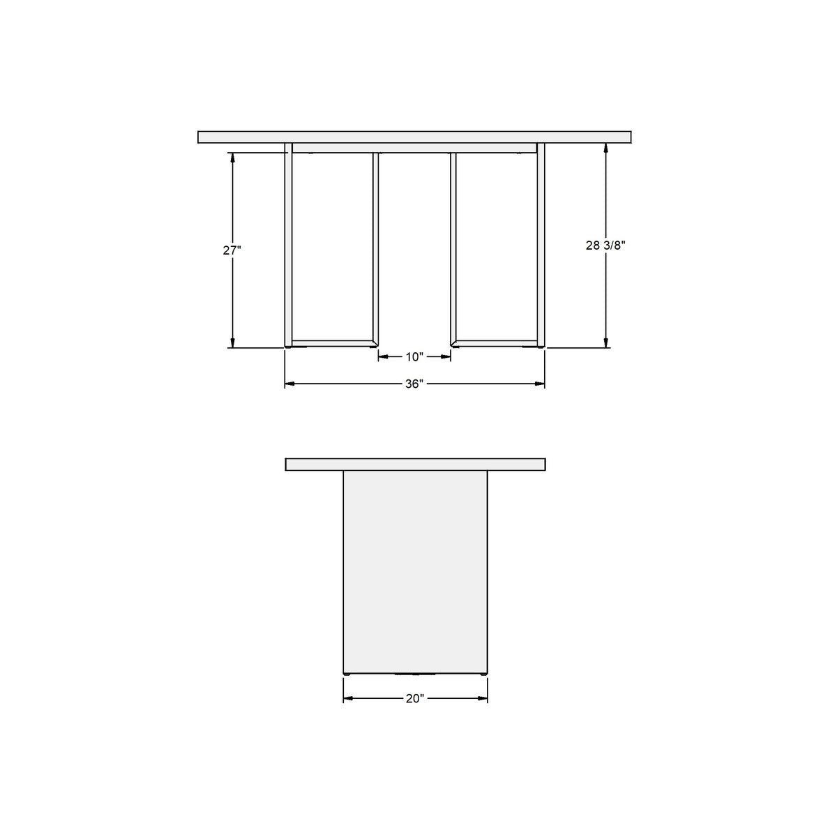 Table en métal et panneau laminé (TFL) Zoel