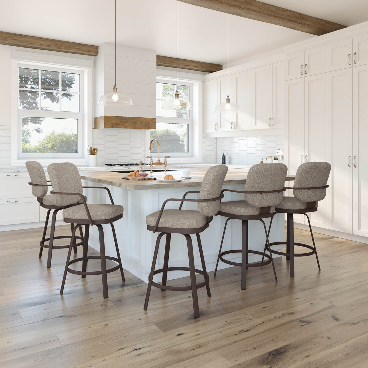 Tabouret pivotant Dorsey en Bois Massif