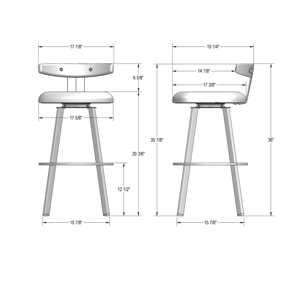 Tabouret pivotant Asher en Bois Massif