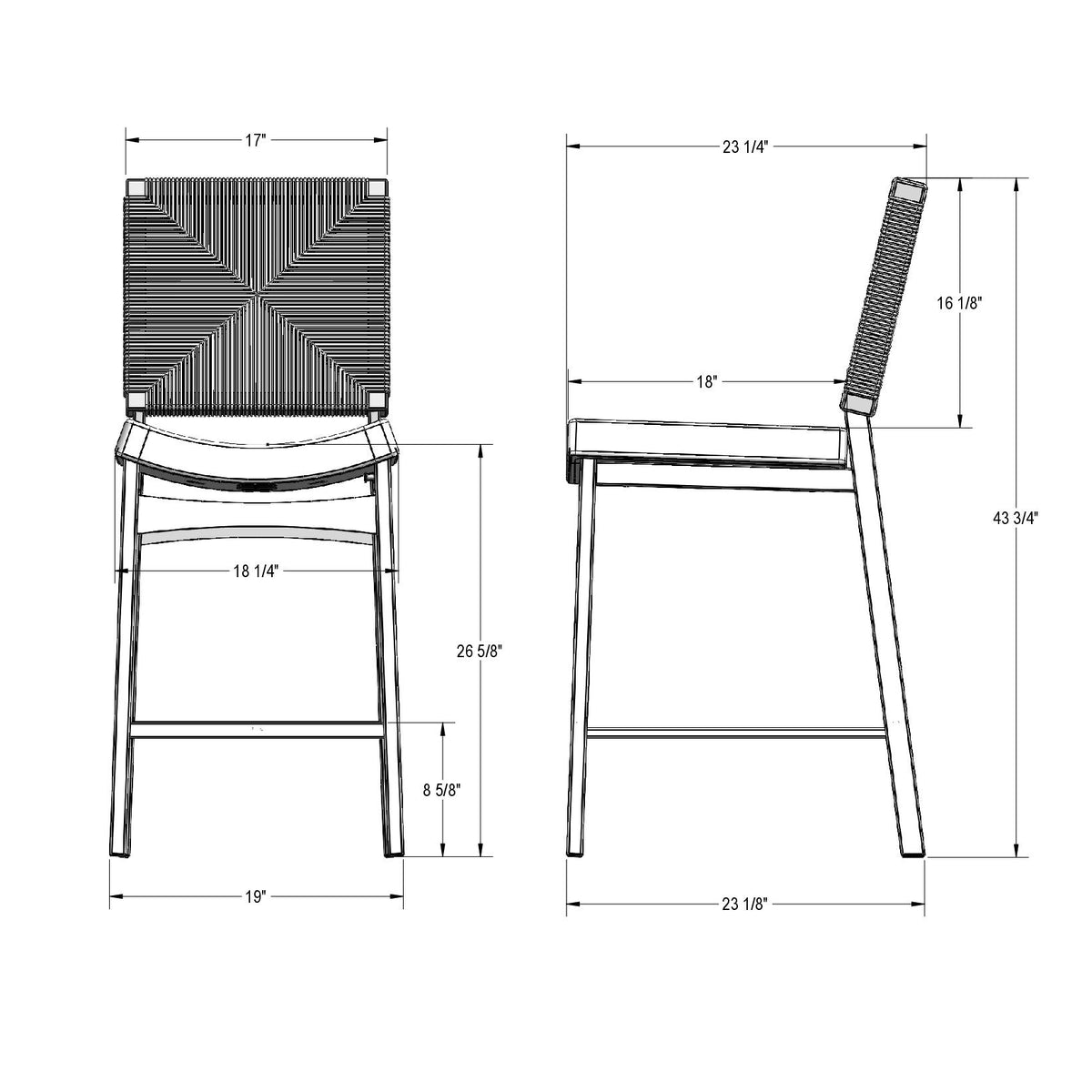 Tabouret non pivotant Abby en Bois Massif