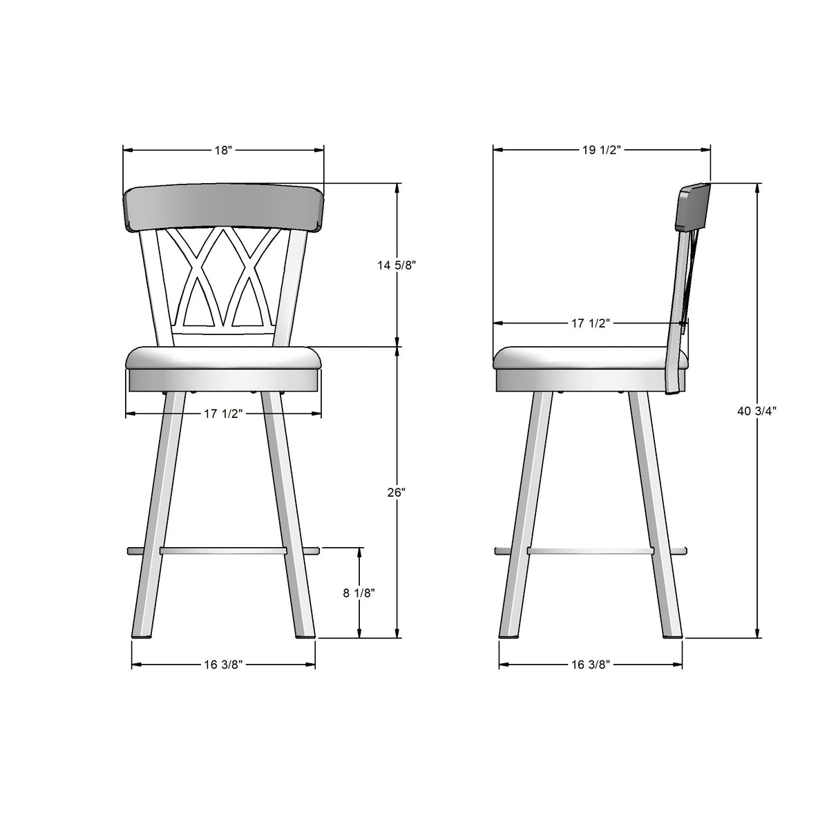 Tabouret pivotant Brittany en Bois Massif