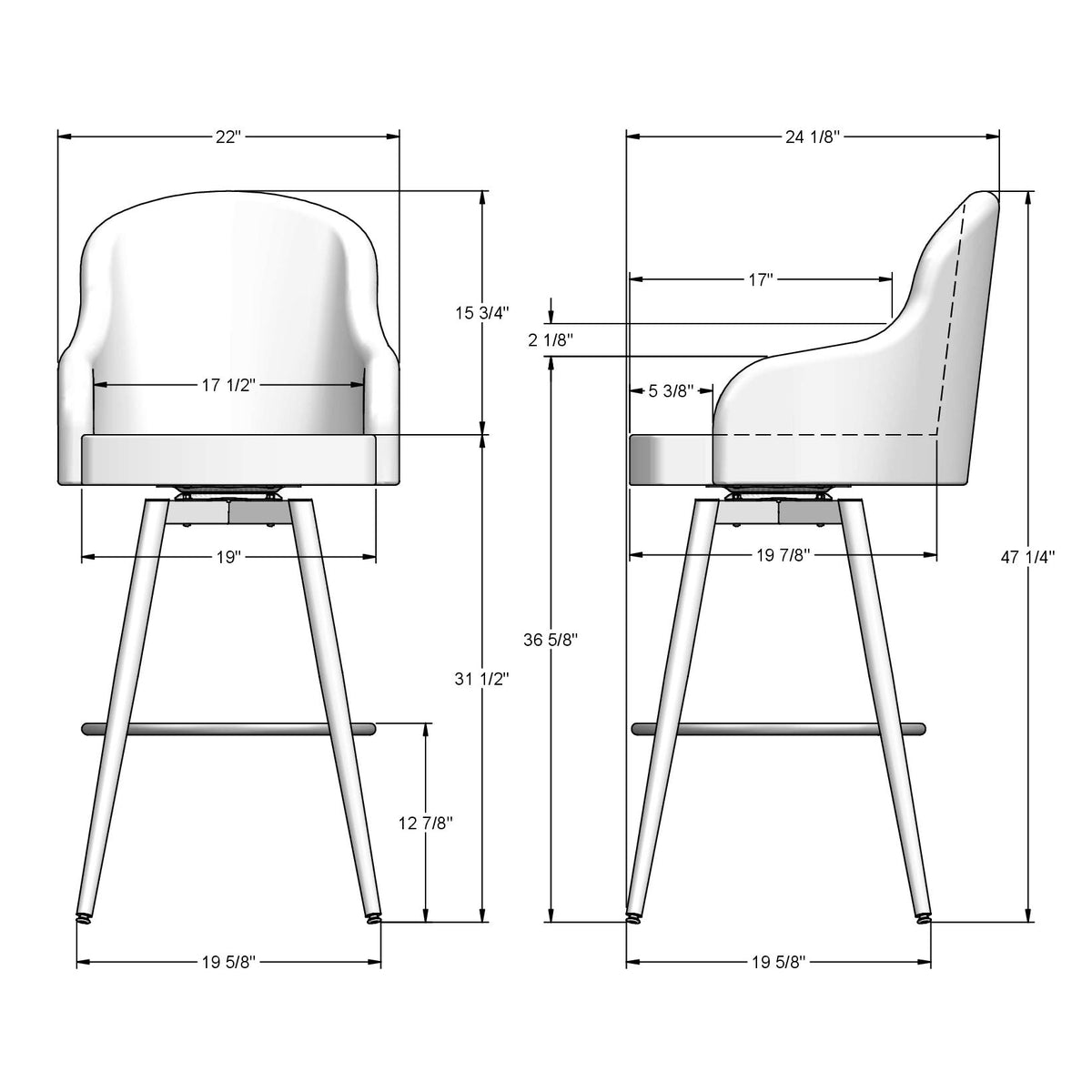 Tabouret pivotant Weston