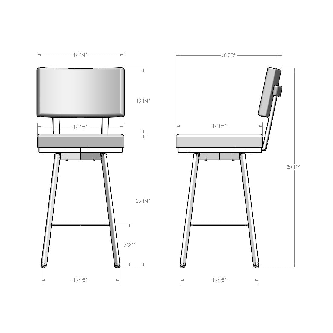 Tabouret pivotant Wesley en Bois Massif