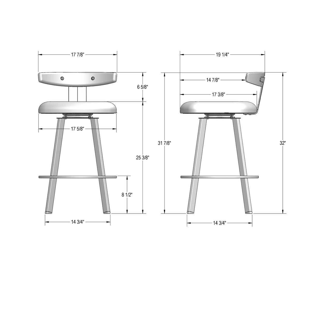 Tabouret pivotant Asher en Bois Massif