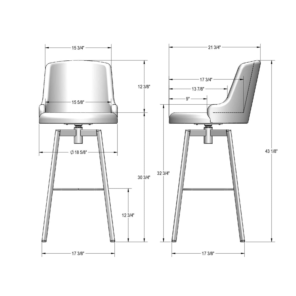Tabouret pivotant Diego