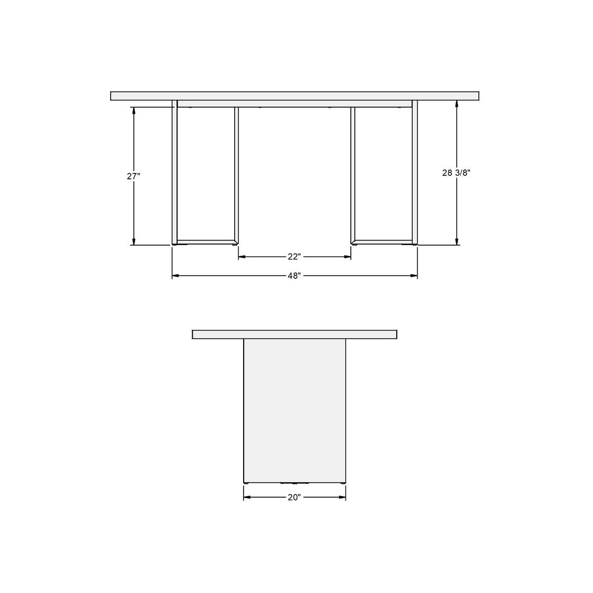Table en métal et panneau laminé (TFL) Zoel