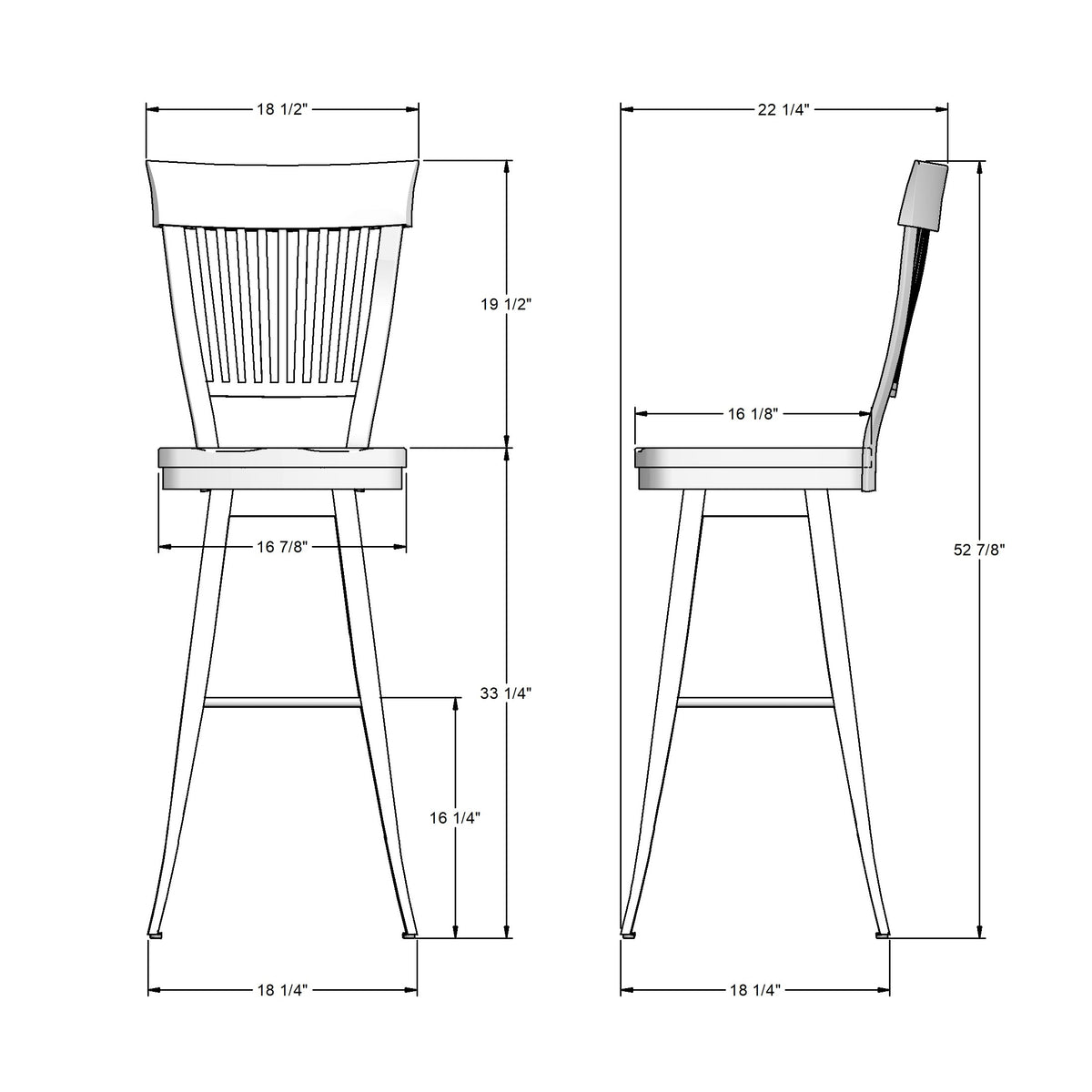 Tabouret pivotant Annabelle en Bois Massif