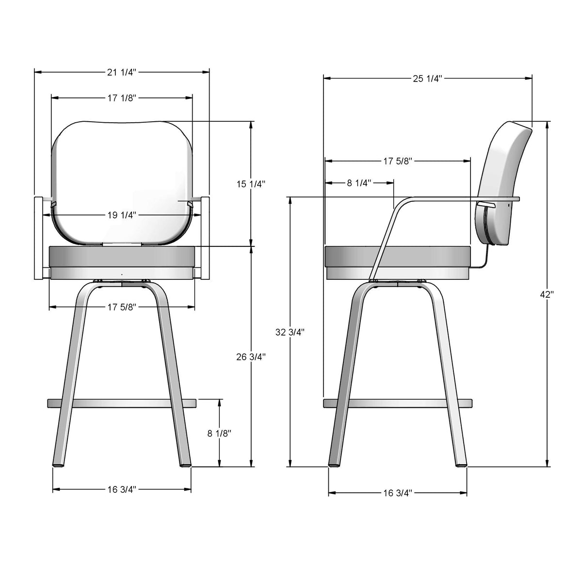 Tabouret pivotant Dorsey en Bois Massif