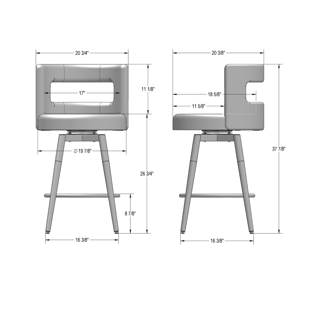 Tabouret pivotant Curtis