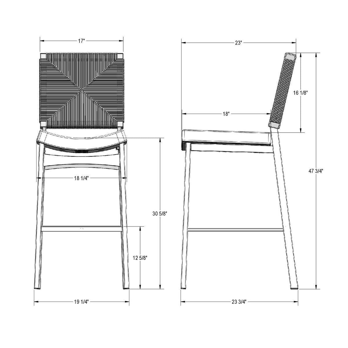 Tabouret non pivotant Abby en Bois Massif