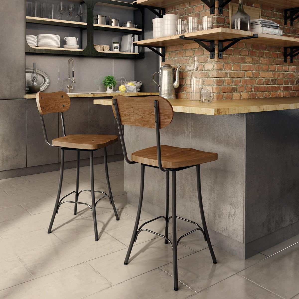 Tabouret pivotant Bean en Bois Massif