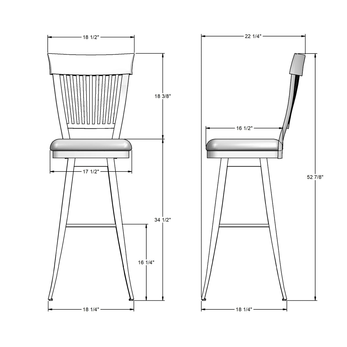 Tabouret pivotant Annabelle en Bois Massif