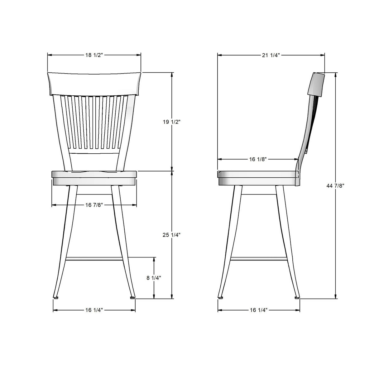 Tabouret pivotant Annabelle en Bois Massif