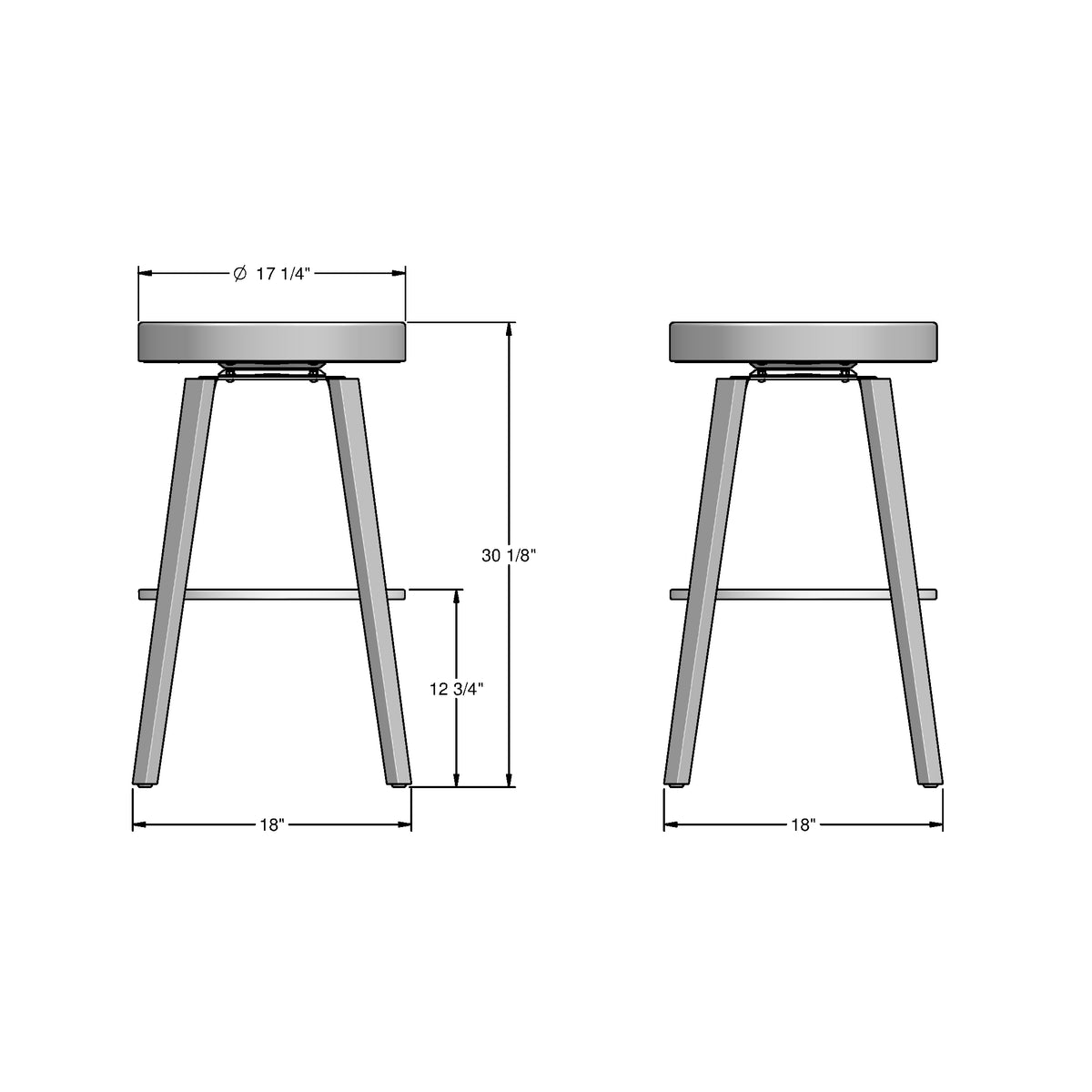 Tabouret pivotant Walden en Bois Massif