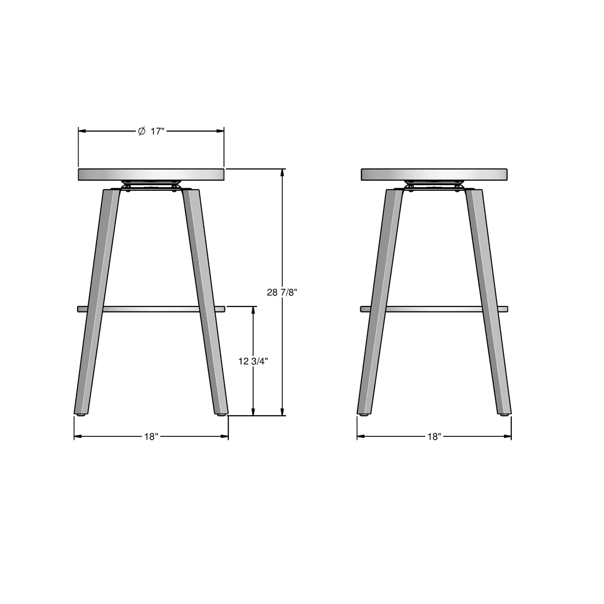 Tabouret pivotant Walden en Bois Massif