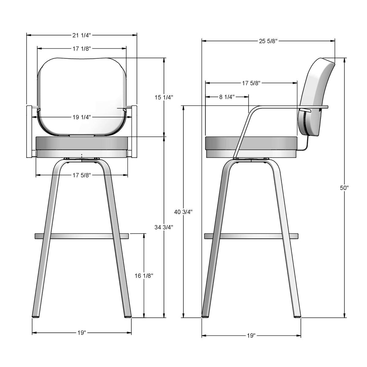 Tabouret pivotant Dorsey en Bois Massif